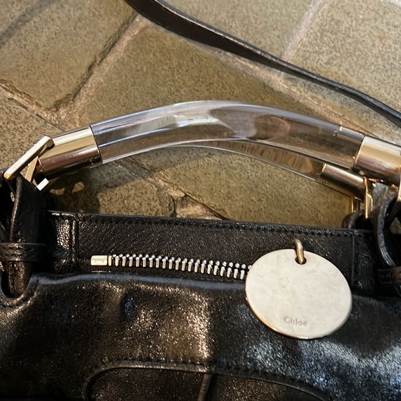 Vintage Leather Chloe Handbag with Lucite handles EUC - Picture 3 of 9